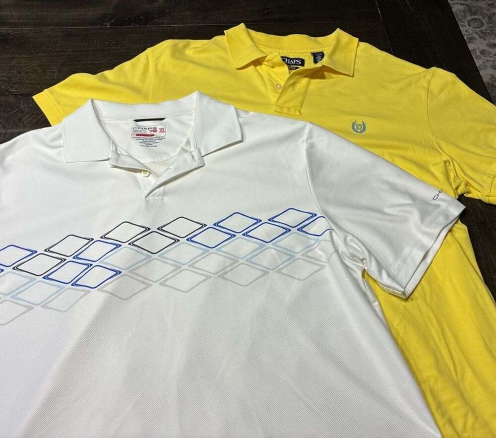 Chaps Golf Polo Shirt Size XL Yellow And White Bundle Lot Of 2